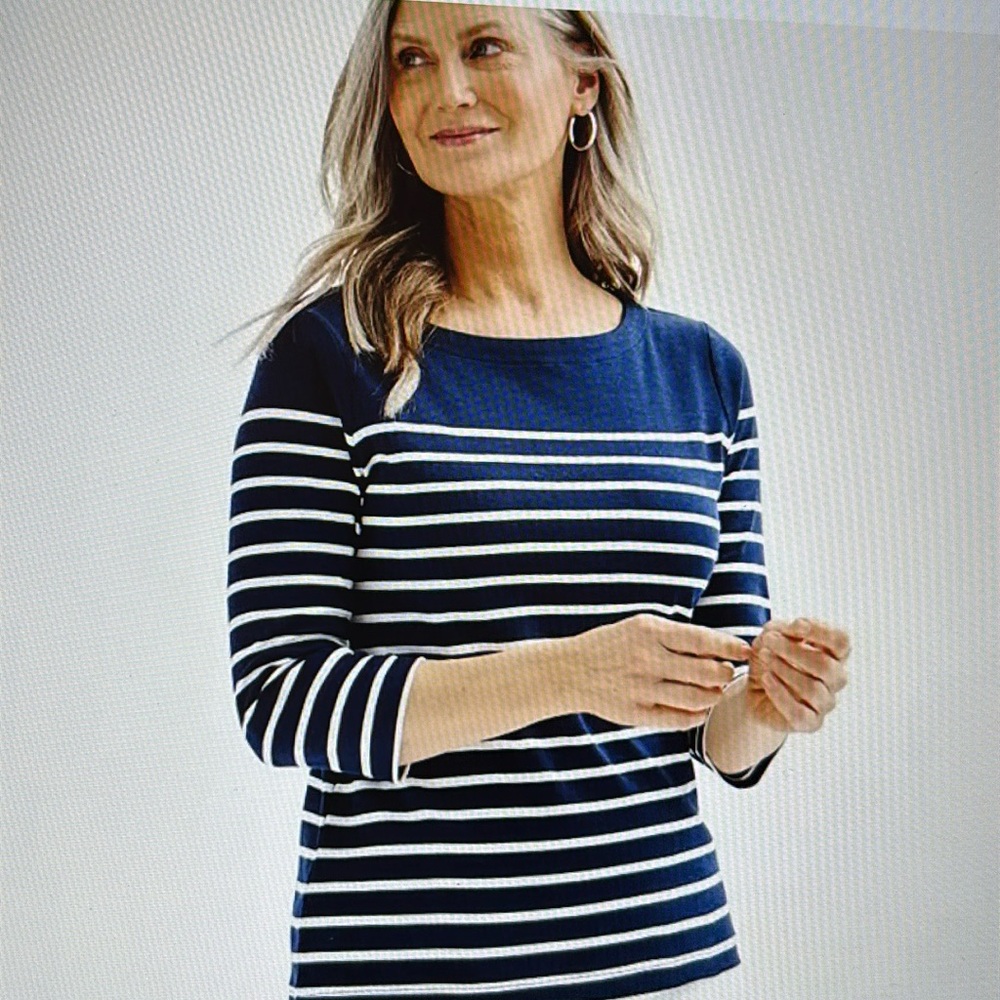 Multi color Croft and Barrow stripe boat neck top